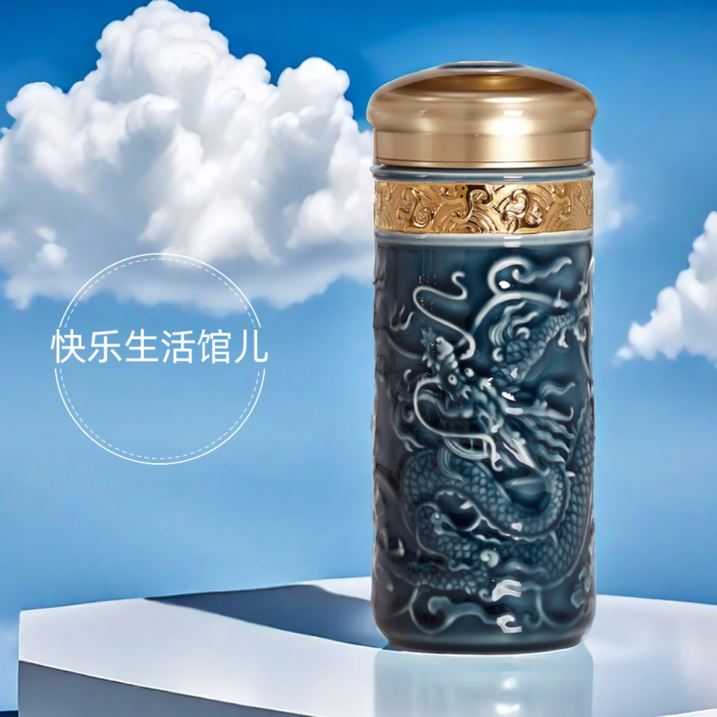乾唐轩 龙华富贵鎏金随身杯 双层 官方高档正品(可议价)