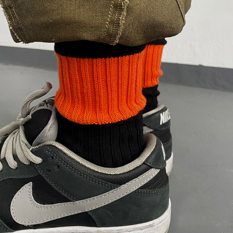 袜子男余文乐加厚粗线高帮中筒袜