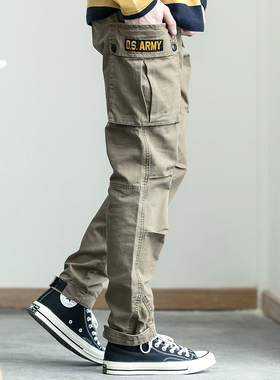 DSPLAY美式潮牌余文乐军事工装裤男宽松口袋收脚束脚裤休闲裤子男