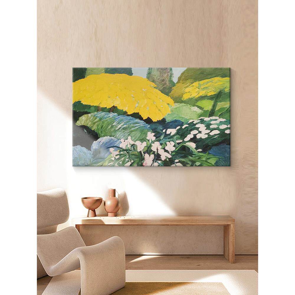 小众艺术抽象植物花卉手绘油画横幅风景装饰画客厅挂画立体肌理画