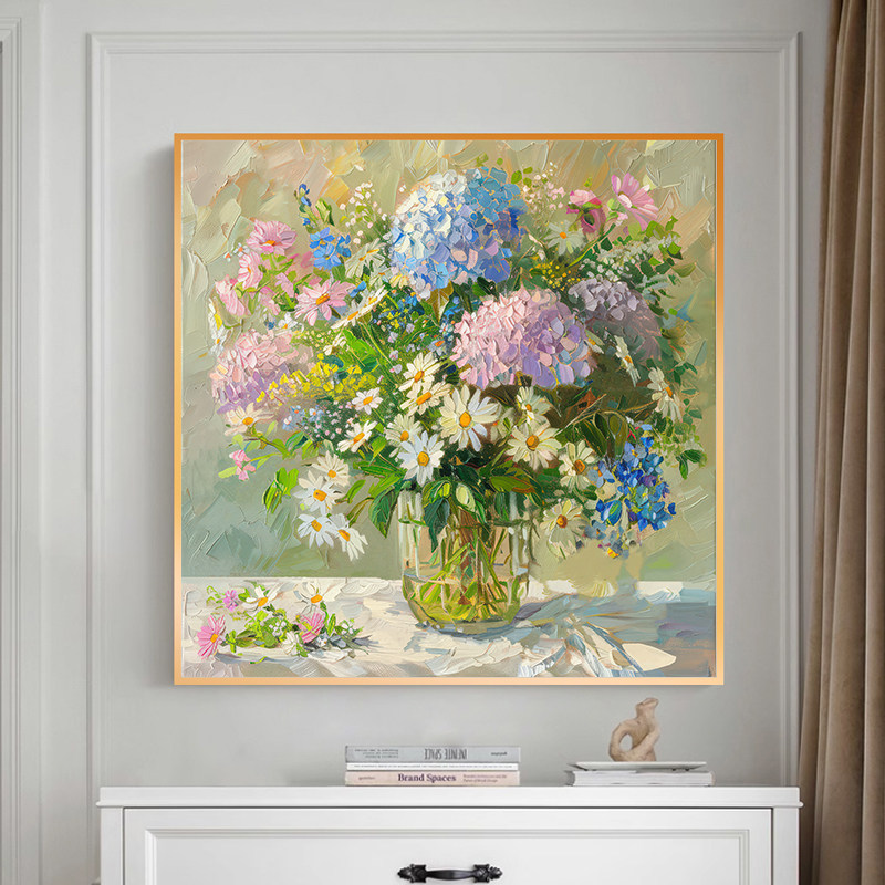 欧式鲜花朵花卉肌理感油画装饰画客厅卧室餐厅墙面挂画桌面摆画