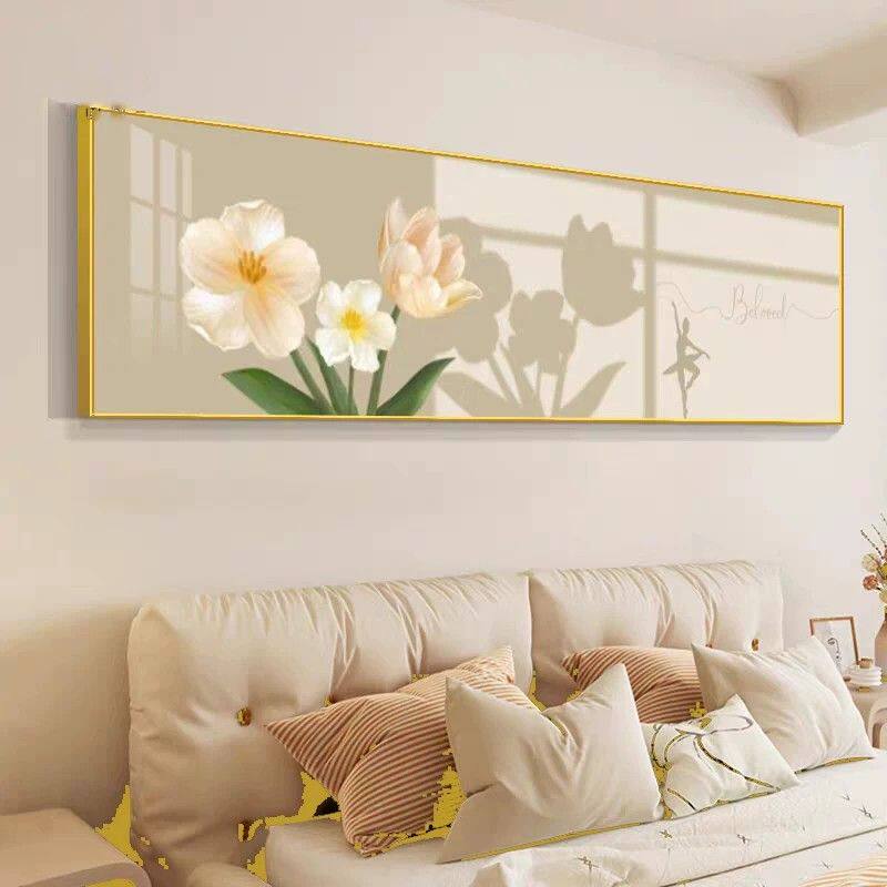 奶油风卧室装饰画现代简约小清新花卉床头挂画北欧高级感房间壁画