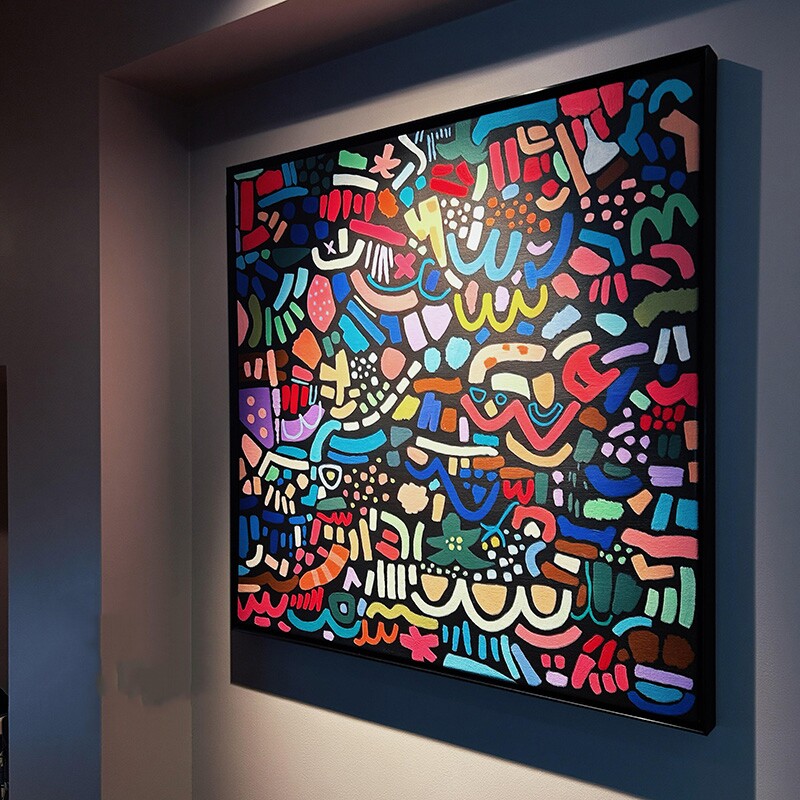 多巴胺抽象线条涂鸦客厅装饰画小众艺术玄关挂画高级感餐厅墙壁画