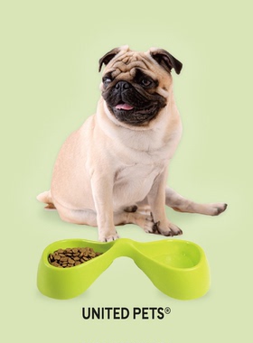 意大利原装进口United Pets蝴蝶双碗宠物食盆水碗防滑