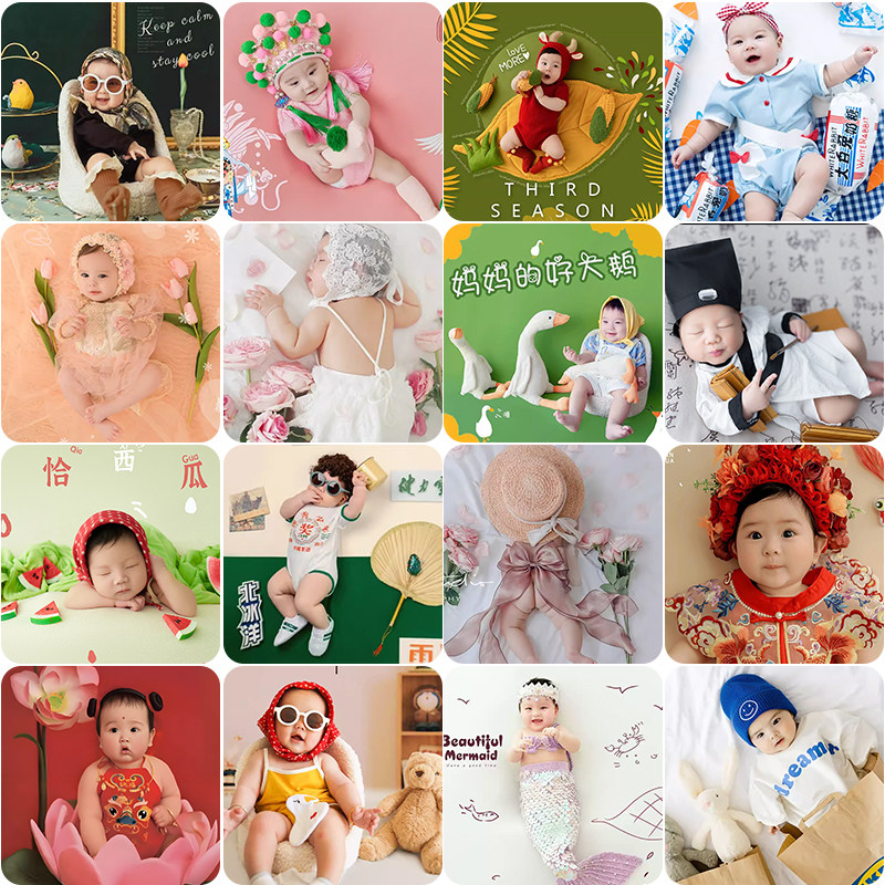 宝宝租赁摄影楼拍照新款百天照儿童百日新生婴儿道具主题衣服出租