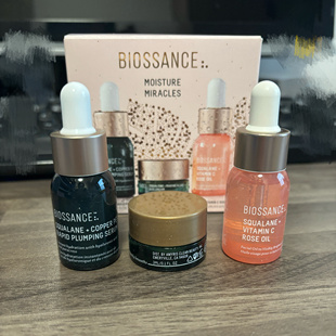 现货包邮 BIOSSANCE玫瑰精华油12ml胜肽精华角鲨烷眼霜超值套装