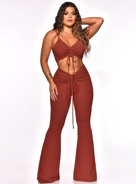 Women Two 2 Piece Outfit Set Tank Tops and long pants summer