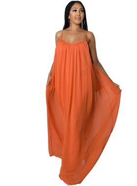 European and American new sexy sleeveless halter dress lady