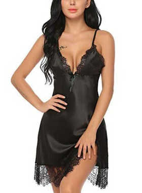 Funny lingerie lace sexy seductive split slip dress