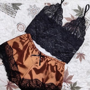 vest shorts pajama Sexy 短裤 camisole set蕾丝吊带 睡衣女 lace