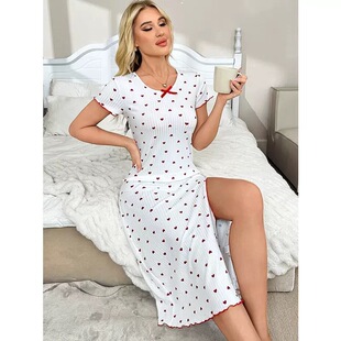 print sleepwear cherry nightgown女睡衣樱桃睡裙 with Women