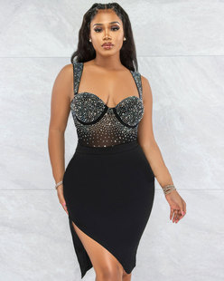PLUS Sequin Dress black 3XL Evening women dresses SIZE Party