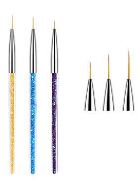 3Pcs Acrylic French Stripe Nail Art Liner Brush Set Tools