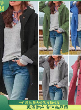 Women winter wide woolen coat windbreaker女宽松毛呢大衣风衣