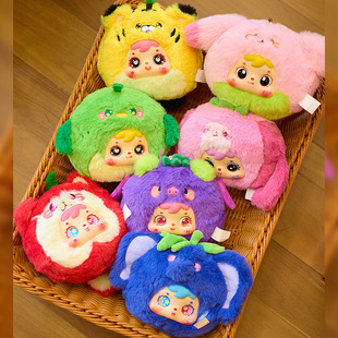 正版三小毛水果乐园毛绒盲盒2025新款女孩可爱水果动物乐园斜挎包