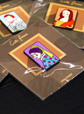 LTNC PINS 原创Q版名画系列胸针盲盒 金属徽章盲袋 包包配饰 百搭