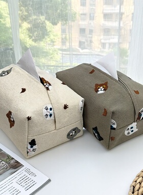 手作刺绣纸巾盒抽纸盒纸巾套客厅布艺纸巾袋家用绣花抽收纳纸袋