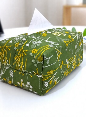 手作刺绣纸巾盒抽纸盒纸巾套客厅布艺纸巾袋家用苎麻棉绣花抽纸袋