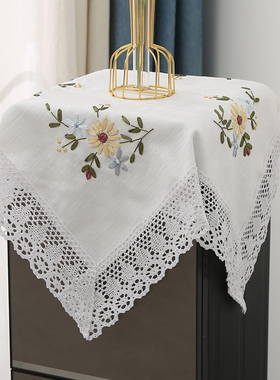 下置布艺饮水机盖布床头柜搭巾防尘布茶盘遮盖净水机白色方盖巾