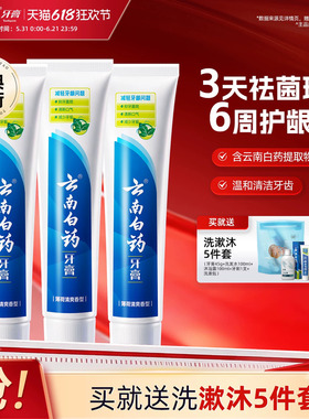 云南白药牙膏薄荷清爽香型210g清新口气减轻牙垢护龈囤货装正品
