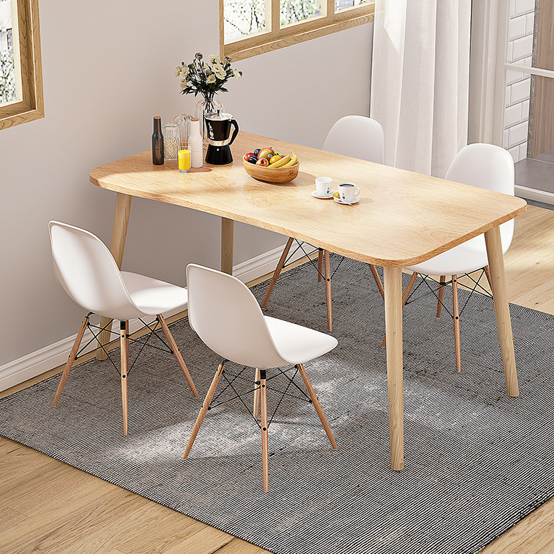 小户型餐桌出租房家用现代简约吃饭桌子长方形简易4人餐桌椅组合