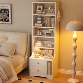 实木床头柜置物架一体家用卧室多层收纳柜带书架小户型床边收纳层