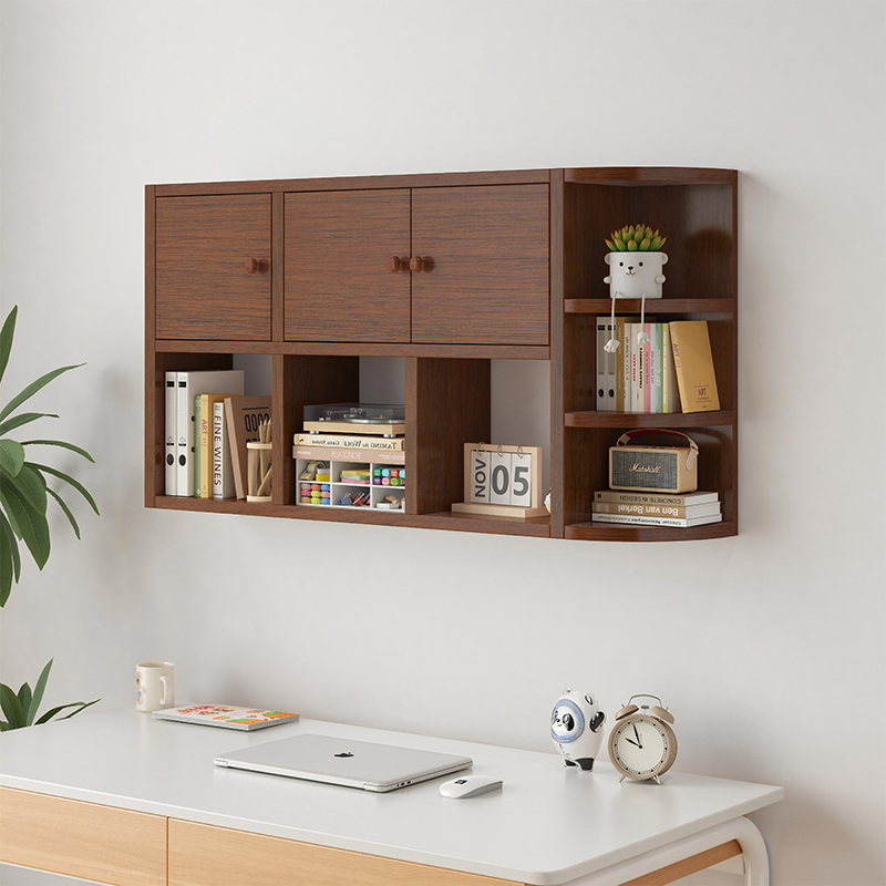 实木挂墙置物架壁挂式书架客厅装饰墙壁柜吊柜家用储物上墙橱柜