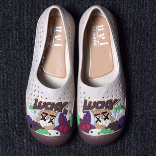 女夏季 女鞋 卡通涂鸦镂空透气防滑舒适包头凉鞋 沙滩鞋 花园鞋 洞洞鞋