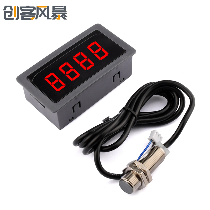 DC8-24V 高精度数显测速表转速表 带NPN型5V霍尔传感器直流转速表