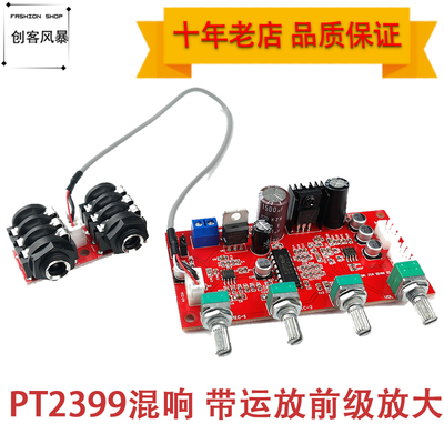 PT2399混响板卡拉OK板M65831话筒板带AD828前级放大效果超NE5532