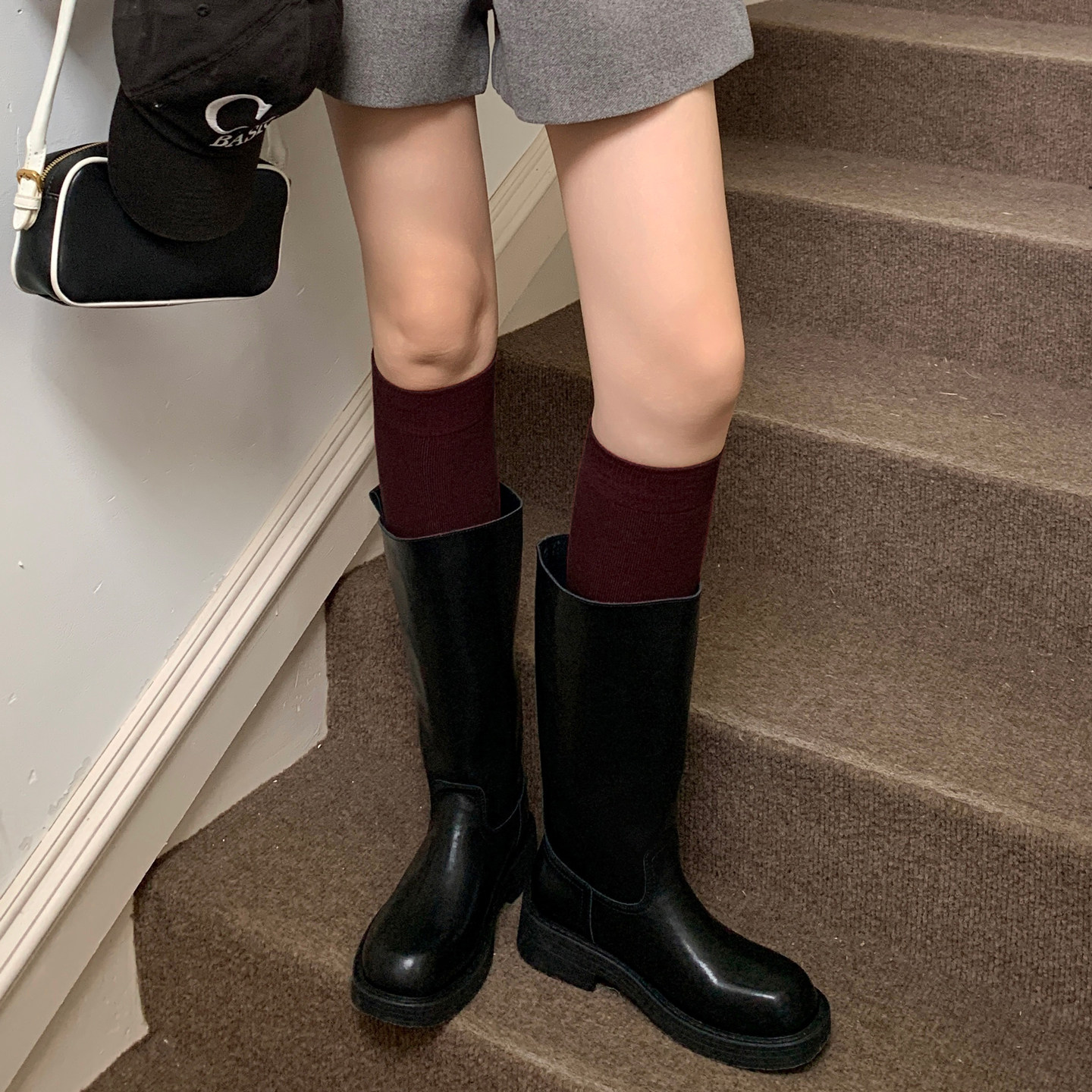 复古车厘子红色纯棉靴袜女春秋无骨显瘦小腿袜安可拉红显白高筒袜,女士内衣/男士内衣/家居服,长筒袜,淘宝优惠券,粉丝福利购,淘宝优惠卷