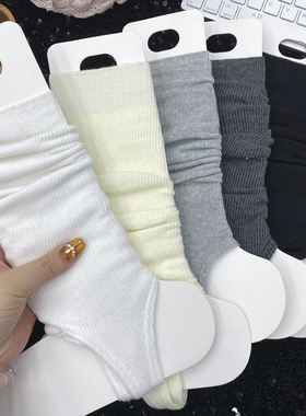 灰色踩脚袜套女秋季韩系芭蕾风夹踩两穿小腿纯棉竖条显瘦堆堆腿套