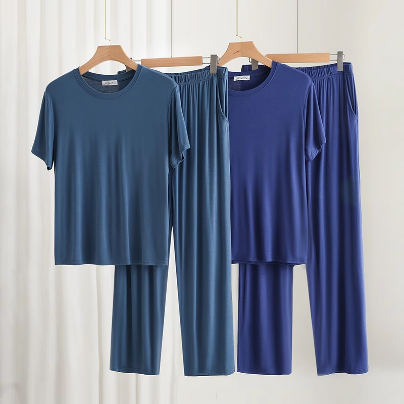 莫代尔男短袖长裤睡衣两件套