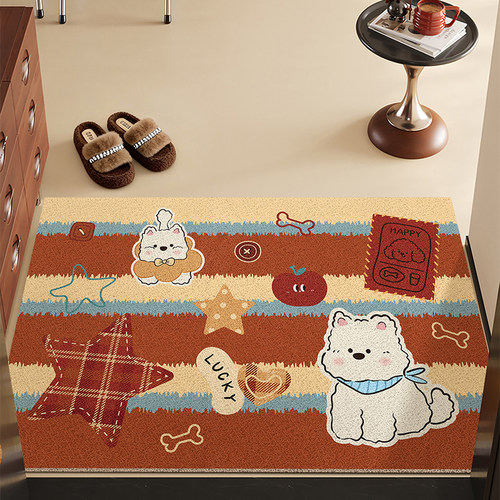 美式复古卡通丝圈入户门地垫家用地毯防滑垫玄关门口垫耐脏脚垫子