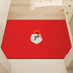 入户门地垫大门口进门脚垫马年红色新款 简约卡通丝圈防滑免洗地毯