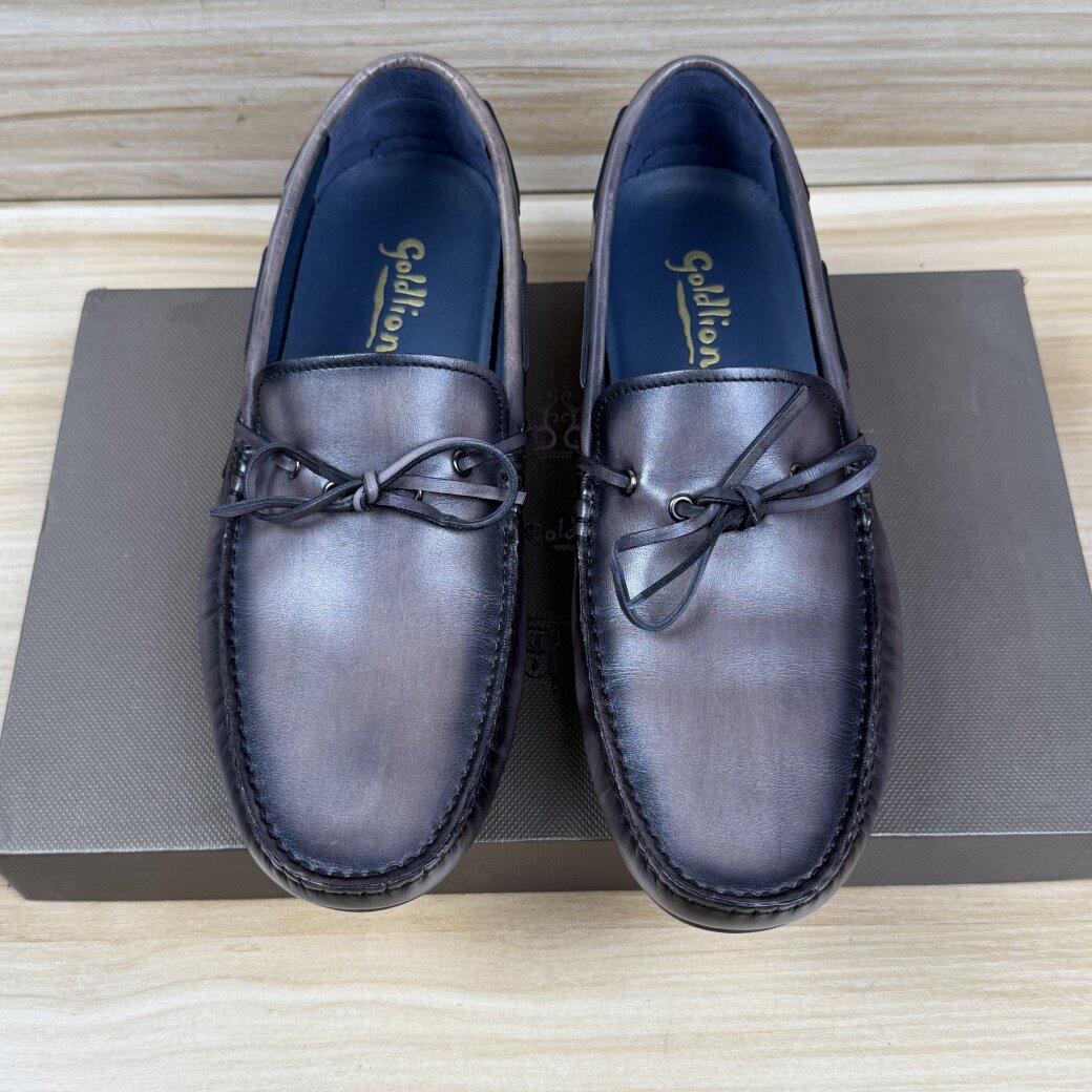 40码高端胎牛皮擦色休闲皮鞋男士套脚一脚蹬商务乐福鞋豆豆开车鞋