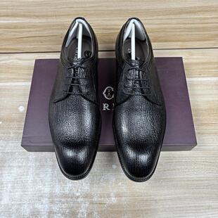 吊牌19800意大利产鲨鱼皮商务正装三接头系带男士皮鞋德比鞋V底