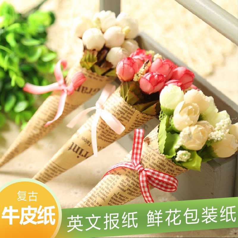 报纸包装纸花束素材模板 报纸包装纸花束图片下载 小麦优选