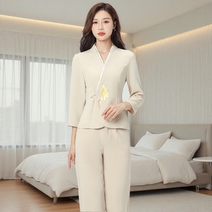 女气质养生足浴按摩SPA足疗技师制服 新款 美容师工服高端套装 秋季