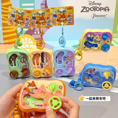 正版迪士尼朱迪尼克趣味掌上赛车游戏机钥匙扣解压玩具包包挂件