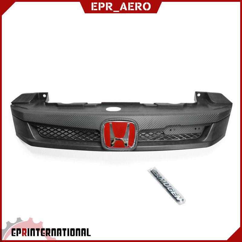 适用于九代思域Civic FB 2012 Mugen款碳纤维改装中网装饰 带红标