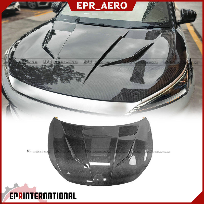 适用于比亚迪 元 PLUS 22-25款碳纤维EV款开孔机盖轻量化改装替换