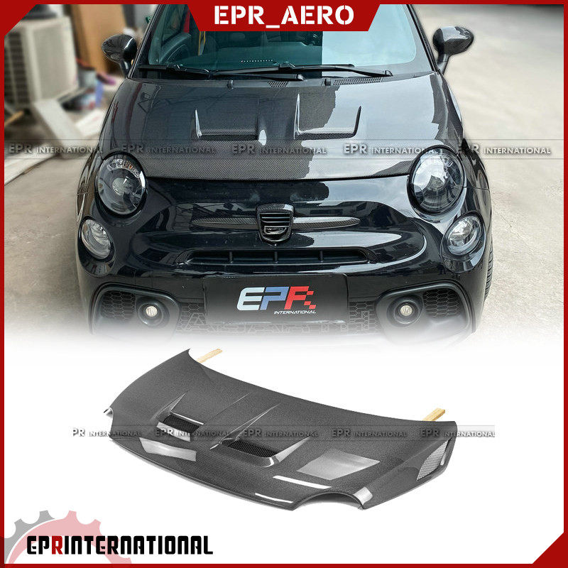 适用于菲亚特 阿巴斯 500 595 碳纤维TM款前机盖引擎盖开孔散热