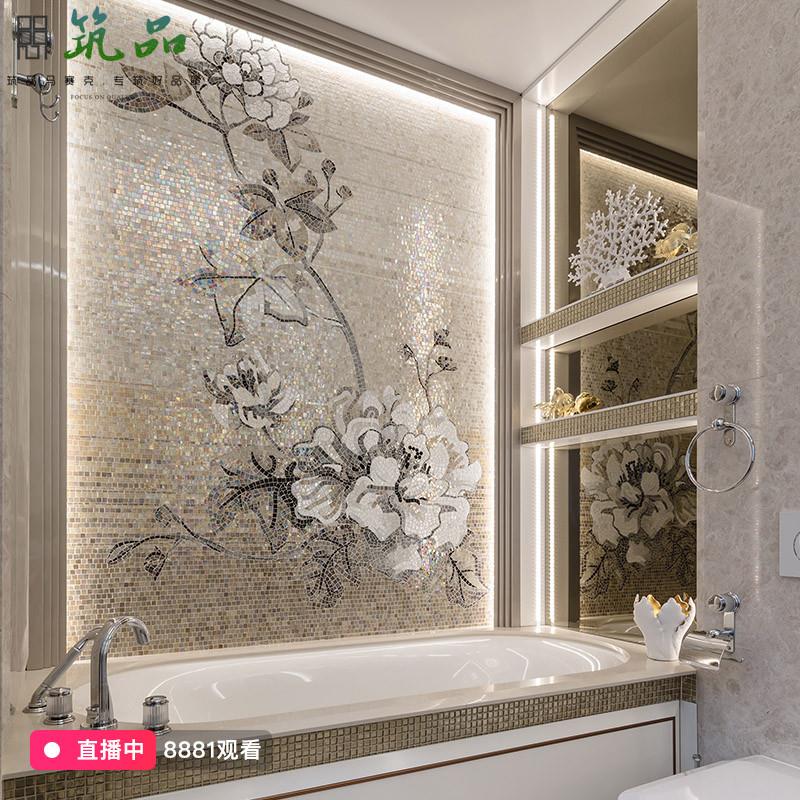 水晶玻璃马赛克玄关瓷砖剪画拼图背景墙卫生间浴室艺术装饰画挂画图片