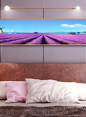 风景花草主卧室浪漫薰衣草床头画房间粉紫色装饰画水晶瓷挂画背景