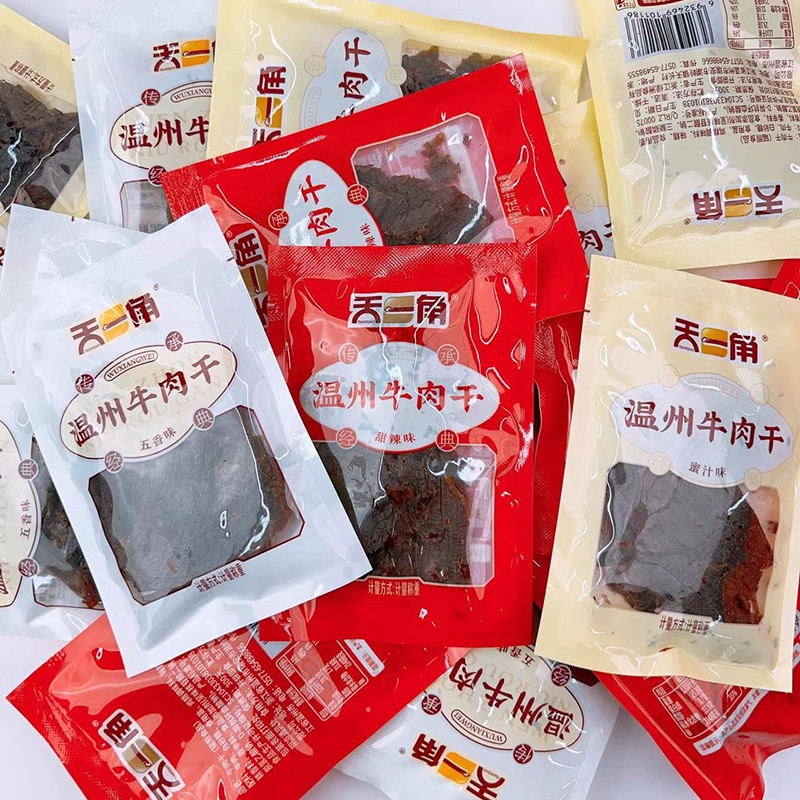 天一角温州牛肉干湖岭薄片牛肉片五香蜜汁甜辣手撕独立小包装零食