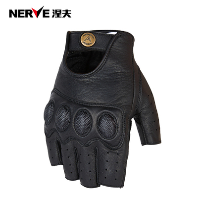 NERVE涅夫夏季摩托车半指手套真皮男女机车赛车骑士骑行防摔KQ105