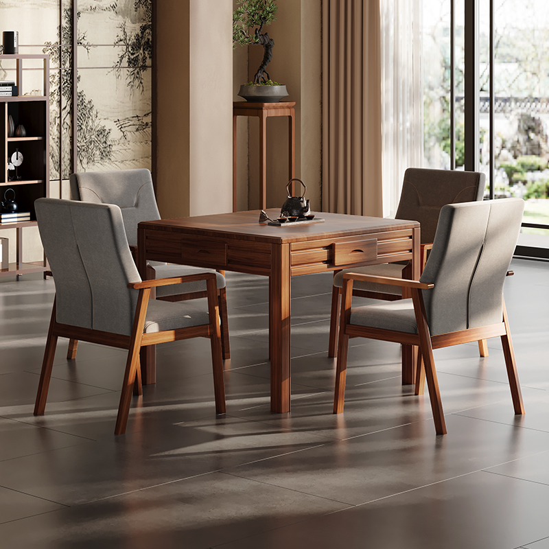 将盟新中式国潮风实木麻将机全自动家用低音麻将餐桌两用机麻一体