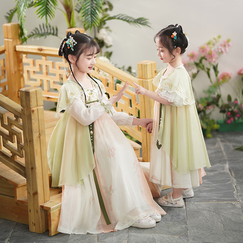 汉服女童春夏古风连衣裙唐装儿童超仙古装襦裙公主裙六一演出服