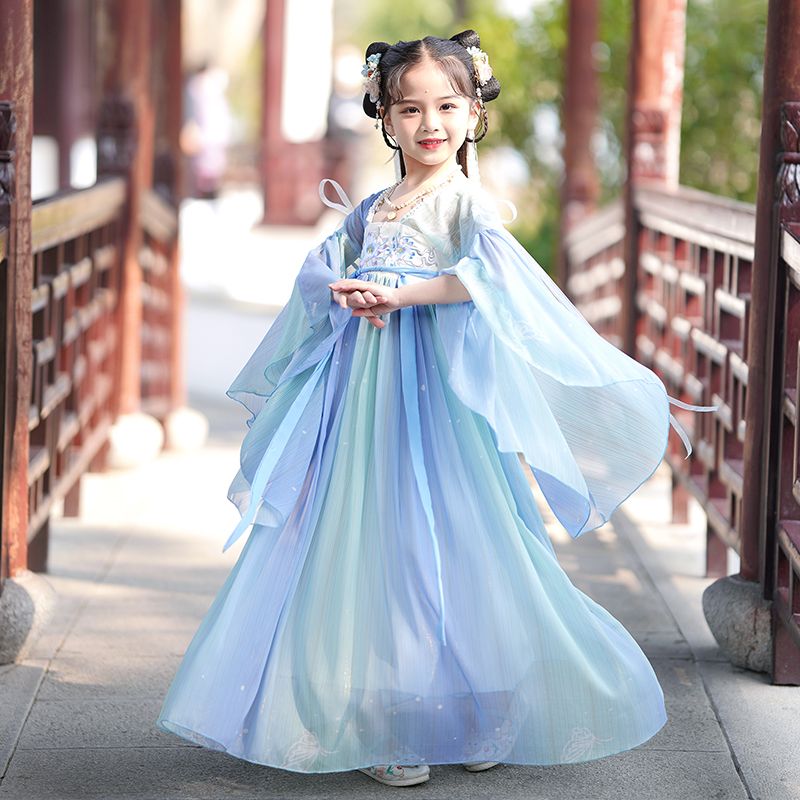 儿童汉服女童仙女裙唐装中国风小女孩超仙襦裙夏季古风连衣裙